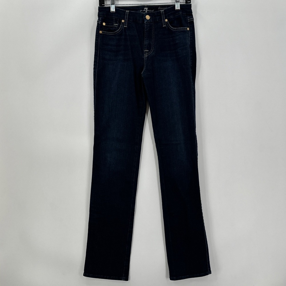 7 For All Mankind‎ Kimmie Straight Leg Jeans Dark Indigo Blue Size 28x32 Womens